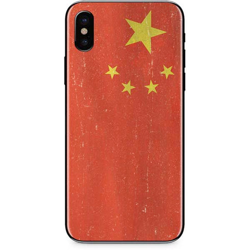 Chinese Flag Distressed iPhone X Skin